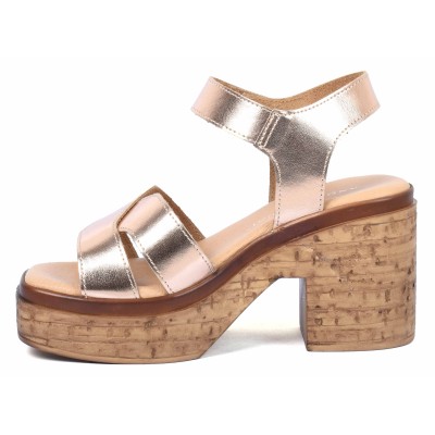 Sandale femme bronze Andrea Bruni modèle AB-345-3-BZ avec semelle effet liège