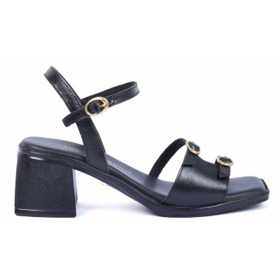 Sandale femme noire à mi-talon Andrea Bruni modèle AB-518-510-N