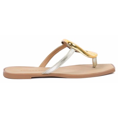 Mule femme dorée en cuir Andrea Bruni modèle AB-666-3-DO Mule femme dorée en cuir Andrea Bruni modèle AB-666-3-DO