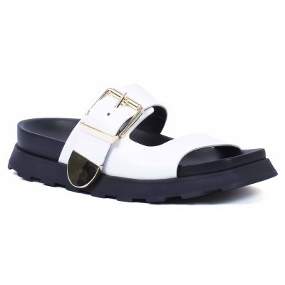 Mule femme blanche en cuir Andrea Bruni modèle AB-DB5-BC Mule femme blanche en cuir Andrea Bruni modèle AB-DB5-BC
