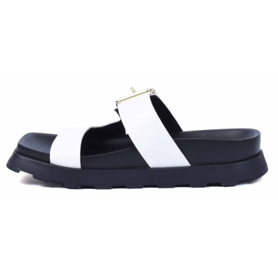 Mule femme blanche en cuir Andrea Bruni modèle AB-DB5-BC Mule femme blanche en cuir Andrea Bruni modèle AB-DB5-BC
