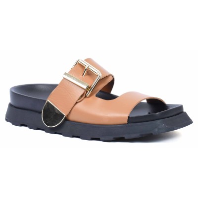 Mule femme camel en cuir Andrea Bruni modèle AB-DB5-C Mule femme camel en cuir Andrea Bruni modèle AB-DB5-C