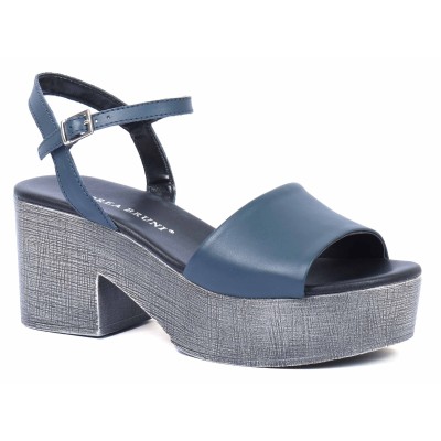 Sandale femme bleue en cuir Andrea Bruni modèle 109-1-BL Sandale femme bleue en cuir Andrea Bruni modèle 109-1-BL