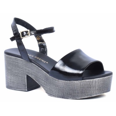 Sandale femme en cuir noir vernis Andrea Bruni modèle 109-1-NAPN Sandale femme en cuir noir vernis Andrea Bruni modèle 109-1-NAPN