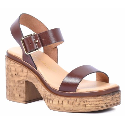 Sandale femme marron Andrea Bruni modèle AB-345-2-M avec semelle effet liège