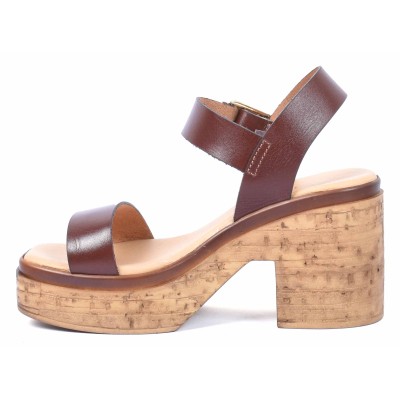 Sandale femme marron Andrea Bruni modèle AB-345-2-M avec semelle effet liège