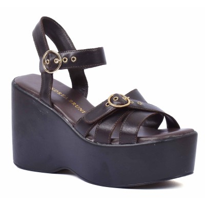 Sandale compensée femme marron Andrea Bruni modèle AB-7030-1-M
