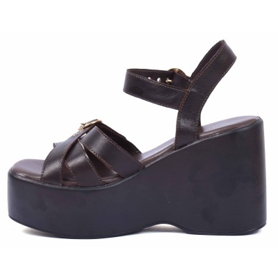 Sandale compensée femme marron Andrea Bruni modèle AB-7030-1-M