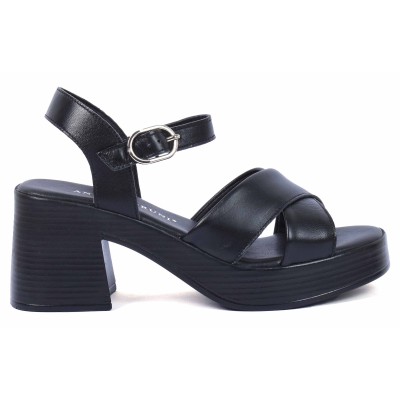Sandale femme noire à talon confortable Andrea Bruni modèle AB-244-2-N Sandale femme noire à talon confortable Andrea Bruni modèle AB-244-2-N