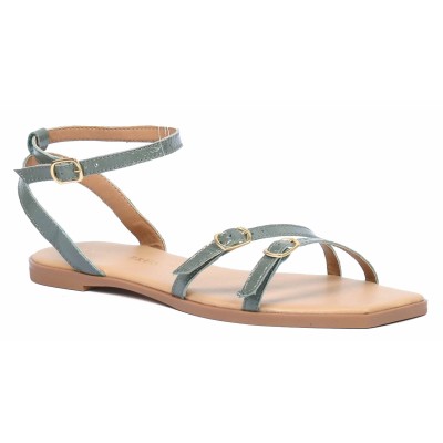 Sandales plates en cuir vert pour femme Andrea Bruni - Référence AB-SBANDE-VT Sandales plates en cuir vert pour femme Andrea Bruni - Référence AB-SBANDE-VT