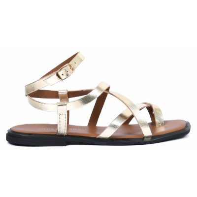 Sandales plates en cuir doré pour femme Andrea Bruni - Référence AB-601-20-DO Sandales plates en cuir doré pour femme Andrea Bruni - Référence AB-601-20-DO