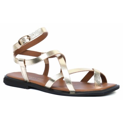 Sandales plates en cuir doré pour femme Andrea Bruni - Référence AB-601-20-DO Sandales plates en cuir doré pour femme Andrea Bruni - Référence AB-601-20-DO