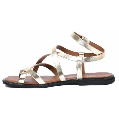 Sandales plates en cuir doré pour femme Andrea Bruni - Référence AB-601-20-DO Sandales plates en cuir doré pour femme Andrea Bruni - Référence AB-601-20-DO
