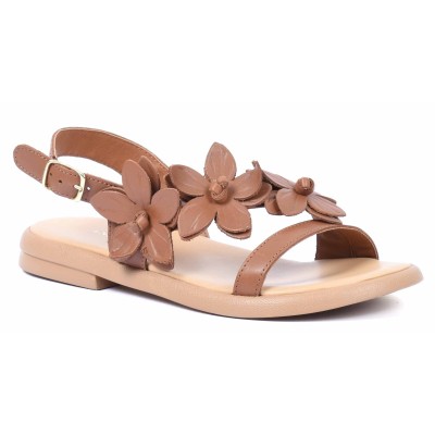Sandales femme en cuir camel Andrea Bruni - Référence AB-202-1-C Sandales femme en cuir camel Andrea Bruni - Référence AB-202-1-C