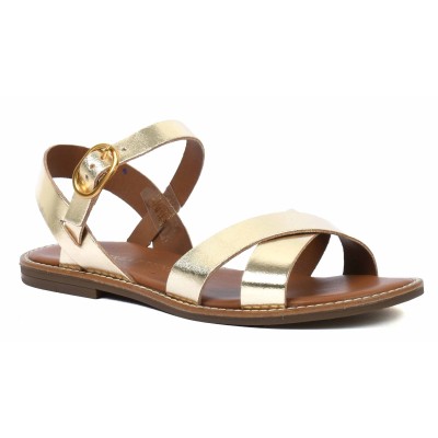 Sandales plates en cuir doré pour femme Andrea Bruni - Référence AB-9536-4-DO Sandales plates en cuir doré pour femme Andrea Bruni - Référence AB-9536-4-DO