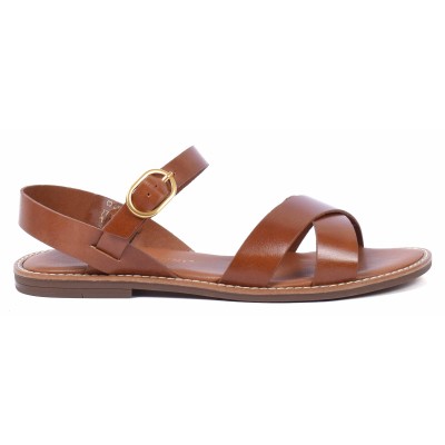 Sandales plates en cuir camel pour femme Andrea Bruni - Référence AB-9536-4-C Sandales plates en cuir camel pour femme Andrea Bruni - Référence AB-9536-4-C
