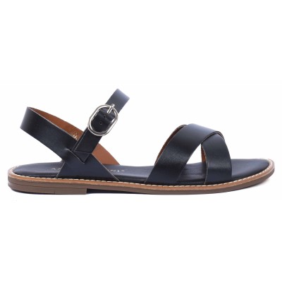 Sandales plates en cuir noir pour femme Andrea Bruni - Référence AB-9536-4-N Sandales plates en cuir noir pour femme Andrea Bruni - Référence AB-9536-4-N