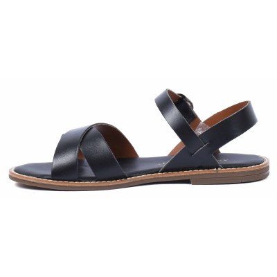 Sandales plates en cuir noir pour femme Andrea Bruni - Référence AB-9536-4-N Sandales plates en cuir noir pour femme Andrea Bruni - Référence AB-9536-4-N