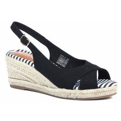 Sandales compensées noires ELINE - Référence EE-07Y-1-N