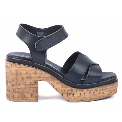 Sandale femme noire en cuir Andrea Bruni modèle AB-345-3-N Sandale femme noire en cuir Andrea Bruni modèle AB-345-3-N