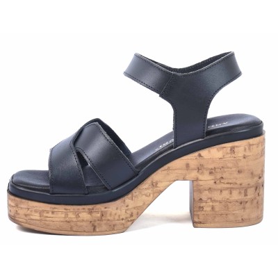 Sandale femme noire en cuir Andrea Bruni modèle AB-345-3-N Sandale femme noire en cuir Andrea Bruni modèle AB-345-3-N