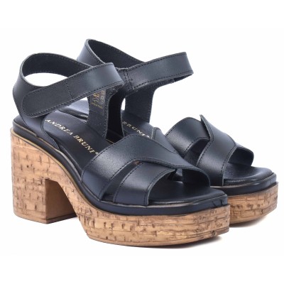 Sandale femme noire en cuir Andrea Bruni modèle AB-345-3-N Sandale femme noire en cuir Andrea Bruni modèle AB-345-3-N