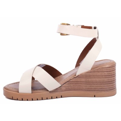 Sandale femme beige en cuir Andrea Bruni modèle AB-616-2-BG