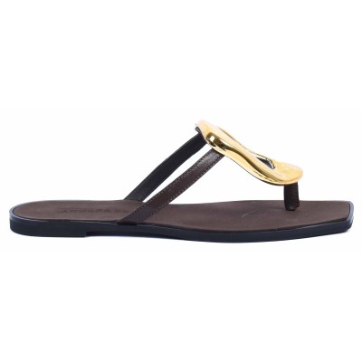 Mule femme marron en cuir Andrea Bruni modèle AB-666-3-M