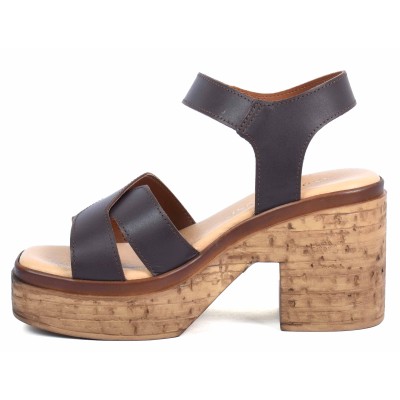 Sandale femme marron en cuir Andrea Bruni modèle AB-345-3-M Sandale femme marron en cuir Andrea Bruni modèle AB-345-3-M