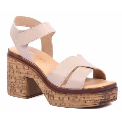 Sandale femme beige en cuir Andrea Bruni modèle AB-345-3-BG Sandale femme beige en cuir Andrea Bruni modèle AB-345-3-BG