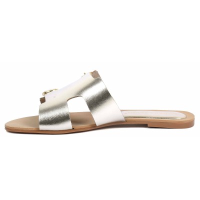 Mule femme en cuir doré, modèle AB-666-9-PLAT signé Andrea Bruni Mule femme en cuir doré, modèle AB-666-9-PLAT signé Andrea Bruni
