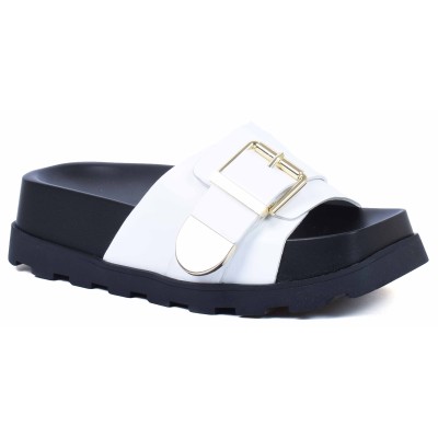 Mule femme blanc en cuir Andrea Bruni modèle AB-DB8-BC Mule femme blanc en cuir Andrea Bruni modèle AB-DB8-BC