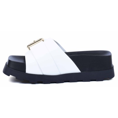 Mule femme blanc en cuir Andrea Bruni modèle AB-DB8-BC Mule femme blanc en cuir Andrea Bruni modèle AB-DB8-BC
