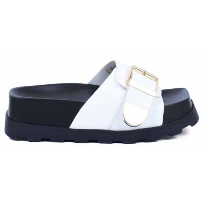 Mule femme blanc en cuir Andrea Bruni modèle AB-DB8-BC Mule femme blanc en cuir Andrea Bruni modèle AB-DB8-BC