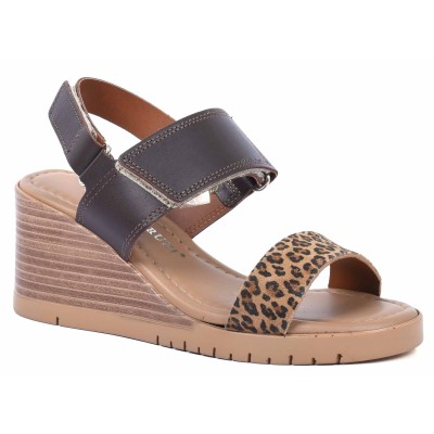 Sandales compensées en cuir pour femme Andrea Bruni - Référence AB-616-1-TG Sandales compensées en cuir pour femme Andrea Bruni - Référence AB-616-1-TG