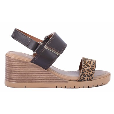 Sandales compensées en cuir pour femme Andrea Bruni - Référence AB-616-1-TG Sandales compensées en cuir pour femme Andrea Bruni - Référence AB-616-1-TG