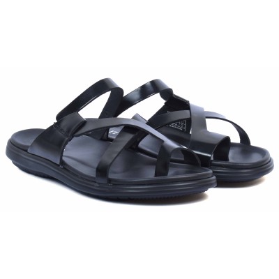 Mules homme noires confortables en cuir ELITO - Réf. EL-062-N Mules homme noires confortables en cuir ELITO - Réf. EL-062-N