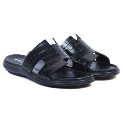 Mules homme noires confortables en cuir ELITO - Réf. EL-067-N Mules homme noires confortables en cuir ELITO - Réf. EL-067-N