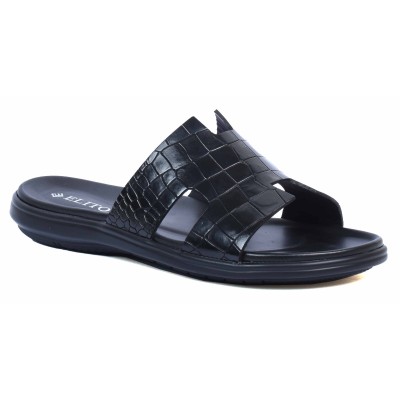 Mules homme noires confortables en cuir ELITO - Réf. EL-067-N Mules homme noires confortables en cuir ELITO - Réf. EL-067-N
