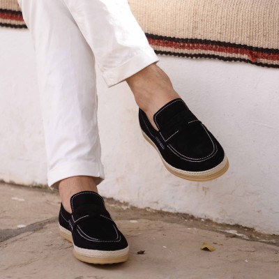 MOCASSINS HOMME EN SUÈDE NOIR