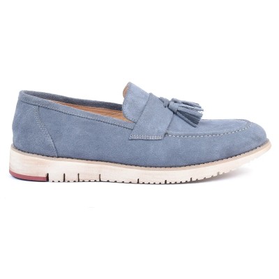 Mocassin à pompon HOMME MODERNE – Réf. HM-023-BL – Cuir véritable, couleur bleu, élégant et confortable. Mocassin à pompon HOMME MODERNE – Réf. HM-023-BL – Cuir véritable, couleur bleu, élégant et confortable.
