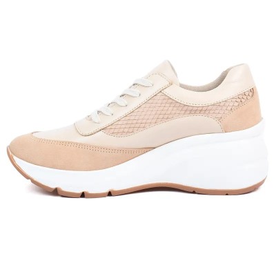 Basket compensée femme Andrea Bruni – Réf. AB-901-11-C – Couleur camel, 100 % cuir, élégante et tendance.