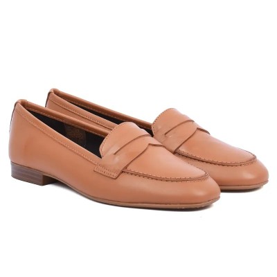 Mocassin femme Andrea Bruni – Réf. AB-BAL5-C – Couleur camel, 100 % cuir, élégant et pratique.