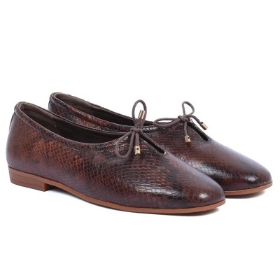Ballerine femme Andrea Bruni – Réf. AB-124-1-CROCM – Couleur corco marron, 100 % cuir, élégante et tendance.
