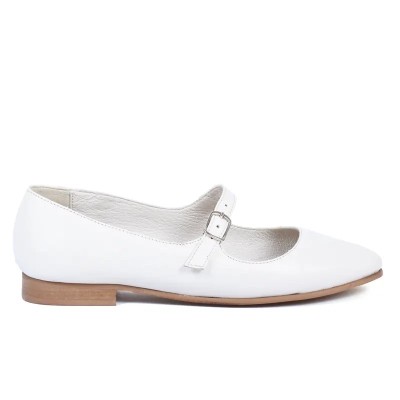 Babies femme Andrea Bruni – Réf. AB-BALLERINE-2-BC – Couleur blanc, 100 % cuir, tendance et de qualité.