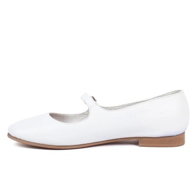 Babies femme Andrea Bruni – Réf. AB-BALLERINE-2-BC – Couleur blanc, 100 % cuir, tendance et de qualité.