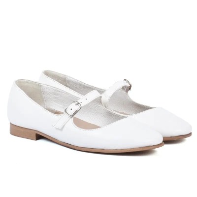 Babies femme Andrea Bruni – Réf. AB-BALLERINE-2-BC – Couleur blanc, 100 % cuir, tendance et de qualité.