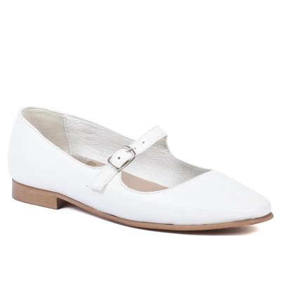 Babies femme Andrea Bruni – Réf. AB-BALLERINE-2-BC – Couleur blanc, 100 % cuir, tendance et de qualité.