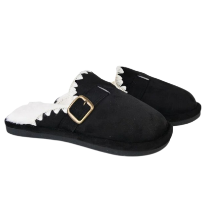 Chausson femme – Réf. DS50013-N – Couleur noir, en fausse fourrure et daim, tendance chic et confortable. Chausson femme – Réf. DS50013-N – Couleur noir, en fausse fourrure et daim, tendance chic et confortable.