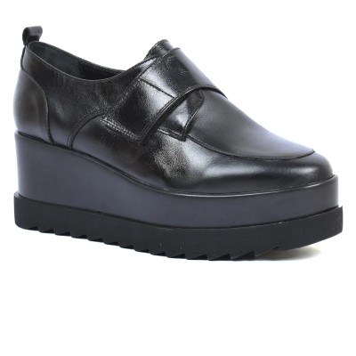 Derby Plateforme Femme Cuir Noir - ANDREA BRUNI - Réf. AB-103-2-N Derby Plateforme Femme Cuir Noir - ANDREA BRUNI - Réf. AB-103-2-N